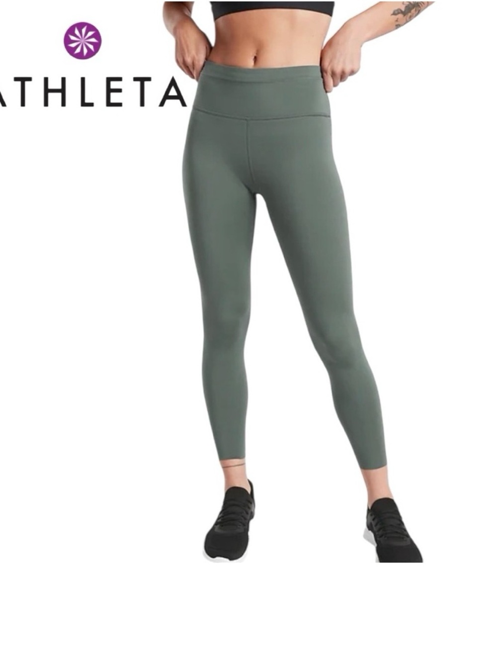 Athleta Sage Green Salutation Stash Leggings - XL
